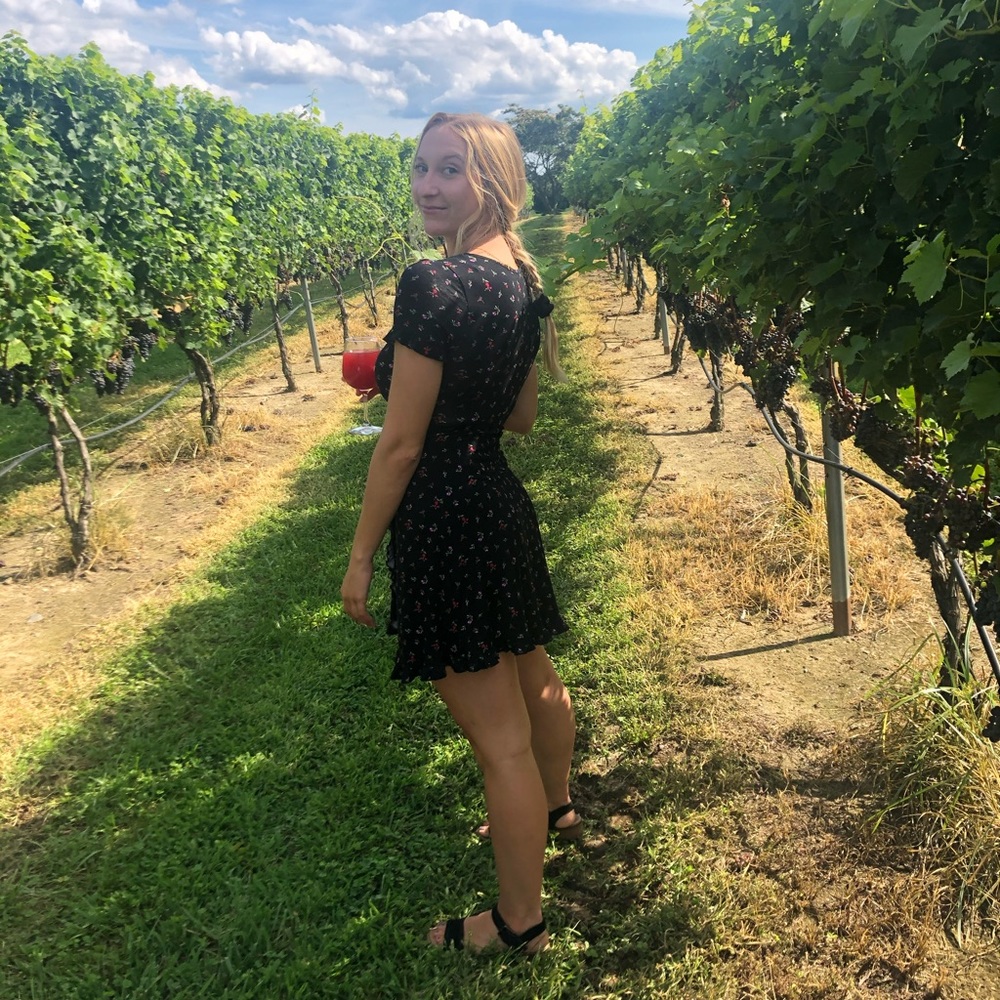 Floral little black dress